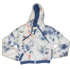 Cropped Tie Dye Zip Up Hoodie